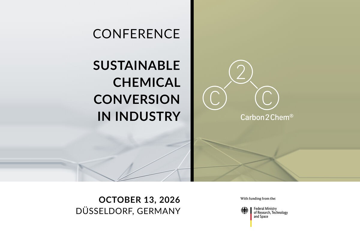 Titelgrafik der Konferenz „Sustainable Chemical Conversion in Industry“ am 13. Oktober 2026 in Düsseldorf